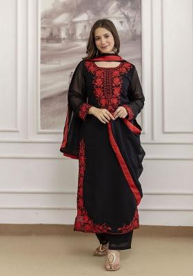 Black Embroidery Georgette Kurta Set