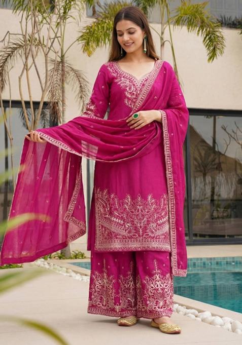 Rani Sequence Codding Design Work Chinnon Kurta Set