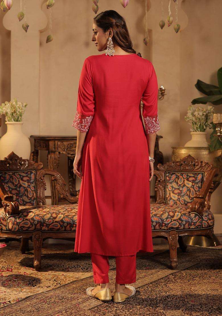 Pink Chikankari Rayon Pakistani Suit Set - Indya