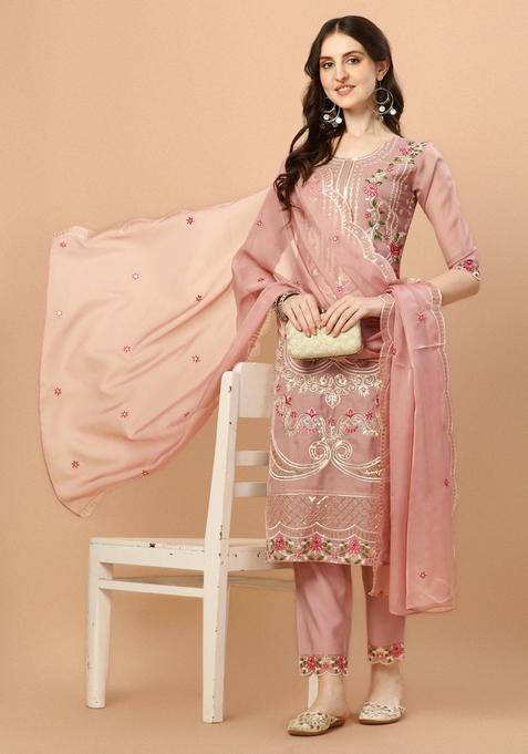 Multicolor Embroidery Rayon Kurta Set