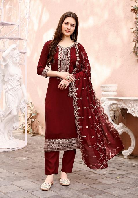 Multicolor Embroidery Rayon Kurta Set