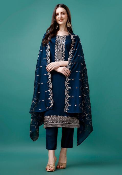 Multicolor Embroidery Rayon Kurta Set