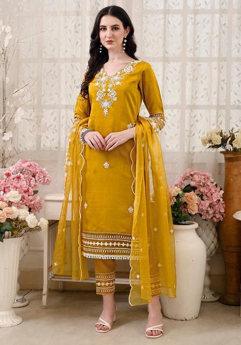 Multicolor Embroidery Rayon Kurta Set