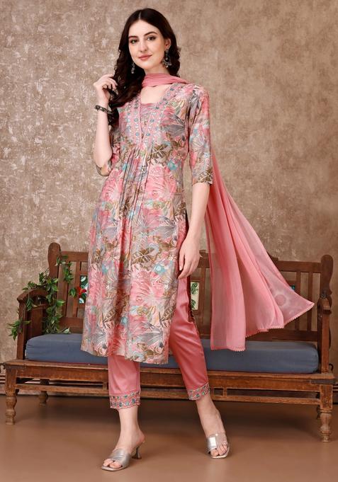 Multicolor Embroidery Rayon Kurta Set