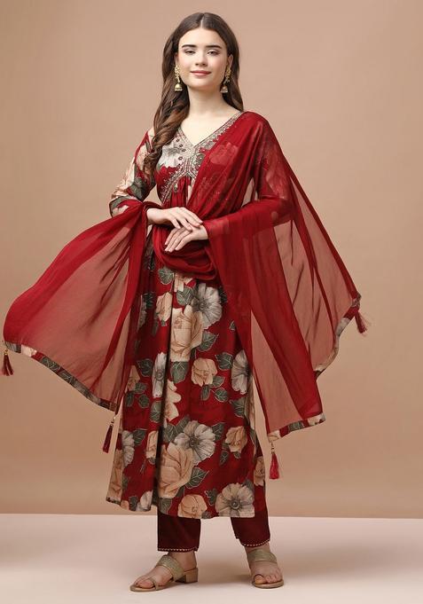 Multicolor Embroidery Rayon Kurta Set