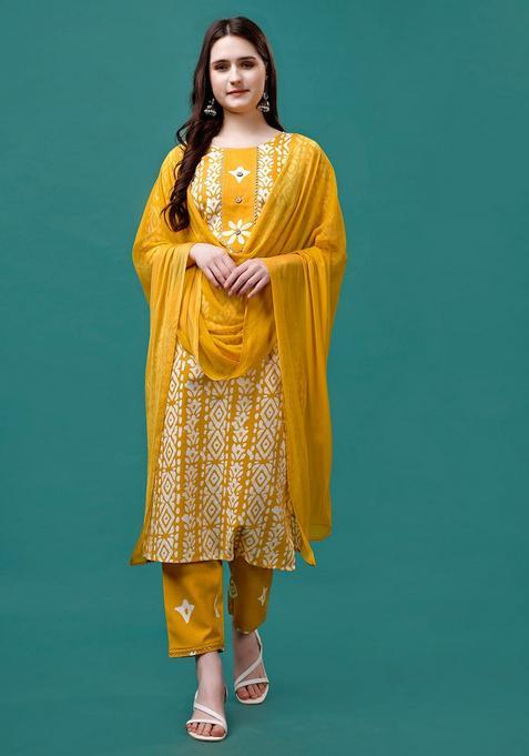 Multicolor Embroidery Rayon Kurta Set
