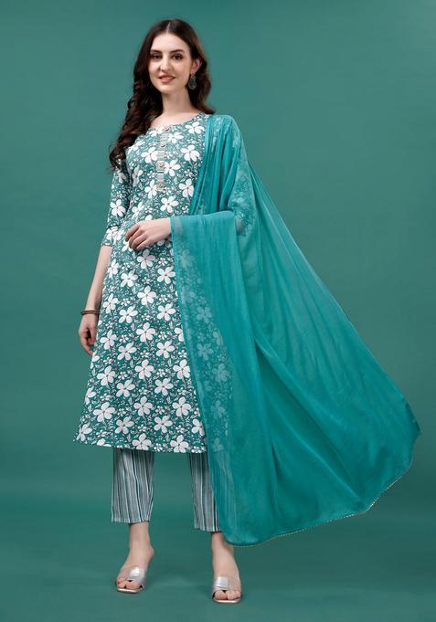 Multicolor Embroidery Rayon Kurta Set