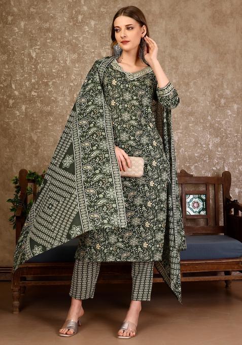 Multicolor Embroidery Rayon Kurta Set