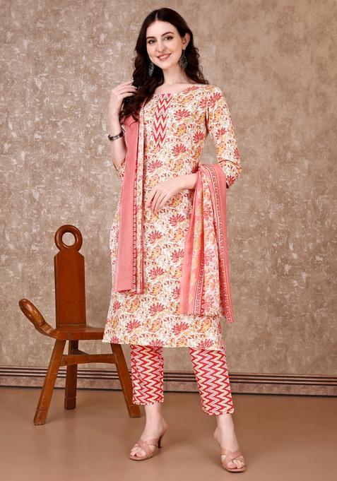 Multicolor Embroidery Rayon Kurta Set