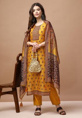 Multicolor Printed Rayon Straight Kurta Set