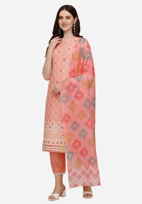 Multicolor Printed Rayon Straight Kurta Set
