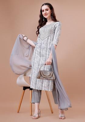 Multicolor Embroidery Rayon Kurta Set