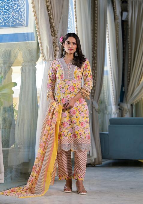 Multicolor Embroidery Rayon Kurta Set