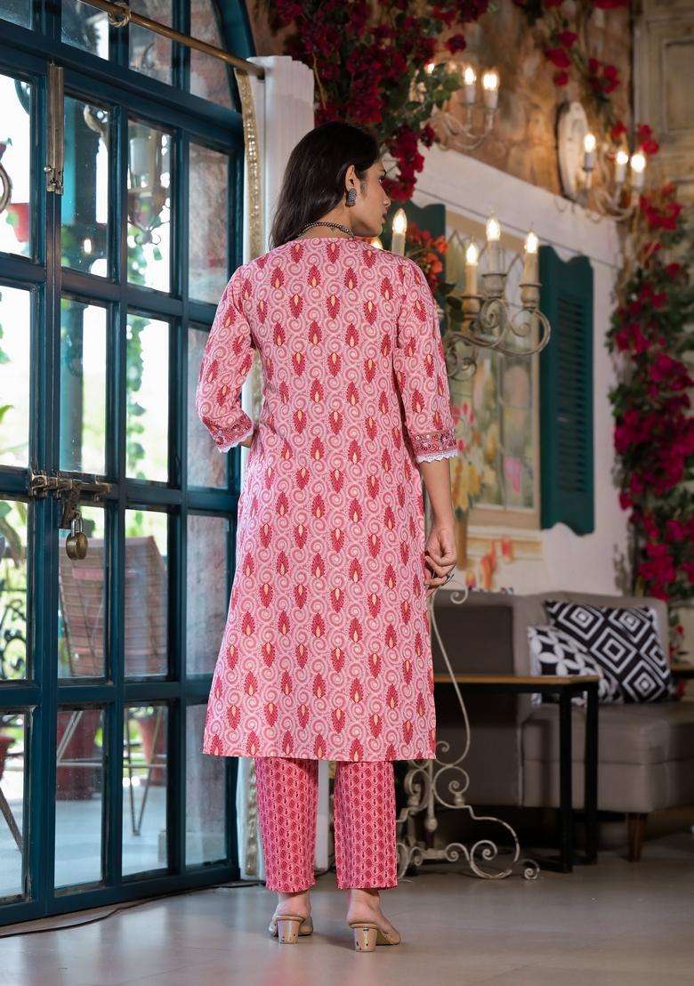 Multicolor Printed Rayon Straight Kurta Set - Indya