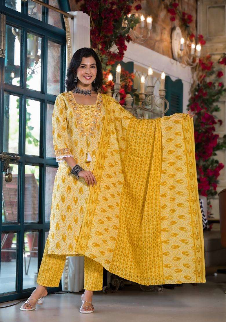 Multicolor Printed Rayon Straight Kurta Set - Indya