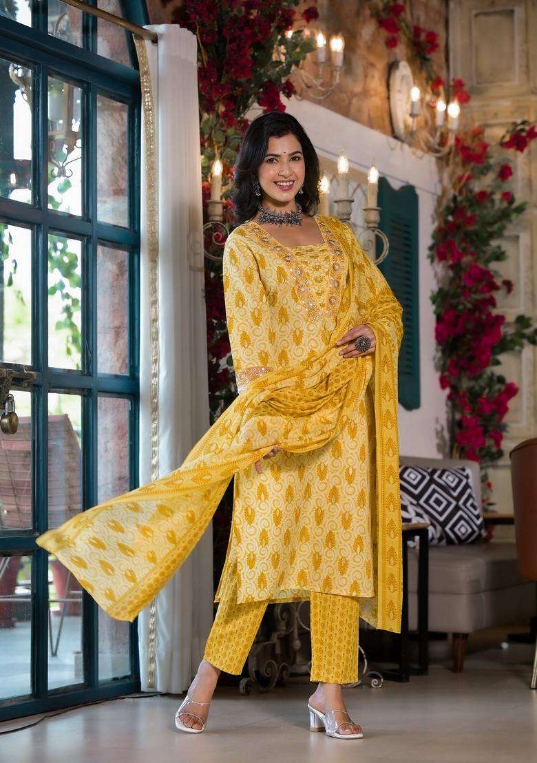 Multicolor Printed Rayon Straight Kurta Set - Indya