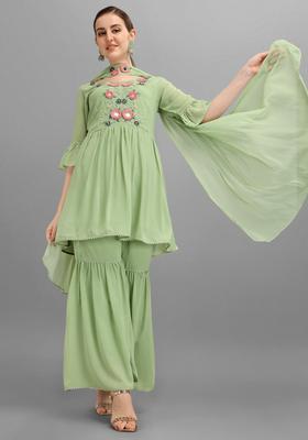 Multicolor Embroidery Rayon Kurta Set