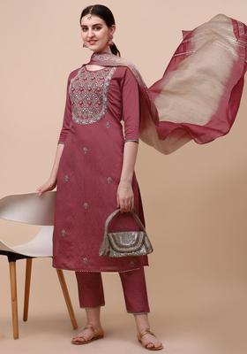 Multicolor Embroidery Rayon Kurta Set