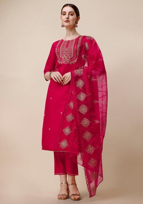 Multicolor Embroidery Rayon Kurta Set
