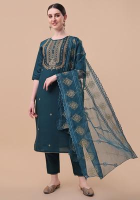 Multicolor Embroidery Rayon Kurta Set