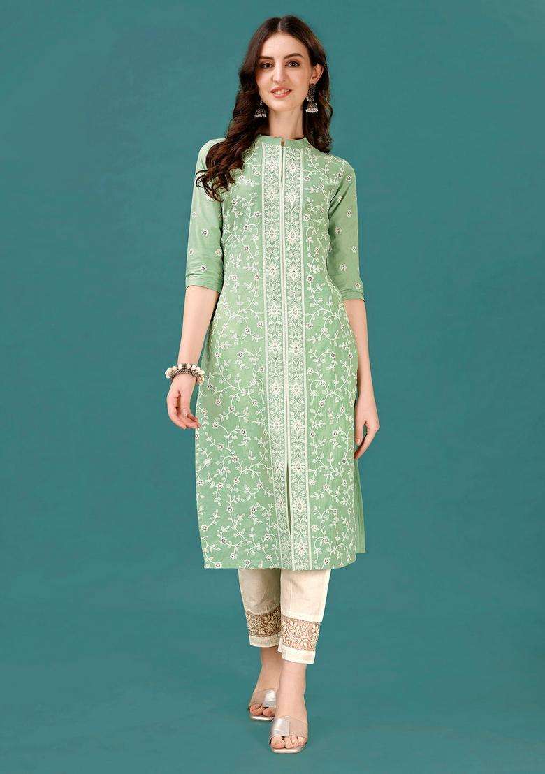Multicolor Printed Rayon Straight Kurta Set - Indya