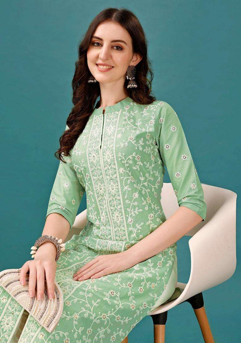 Multicolor Printed Rayon Straight Kurta Set - Indya