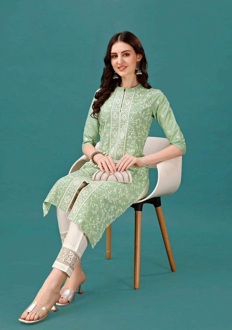 Multicolor Printed Rayon Straight Kurta Set - Indya