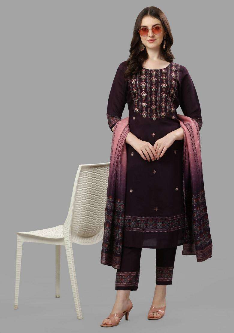 Multicolor Printed Rayon Straight Kurta Set - Indya