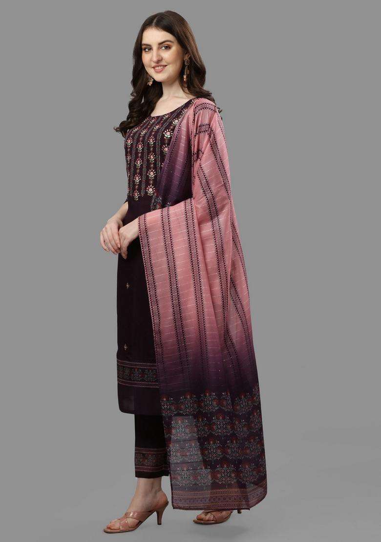 Multicolor Printed Rayon Straight Kurta Set - Indya