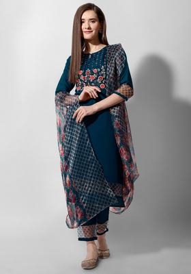 Multicolor Embroidery Rayon Kurta Set