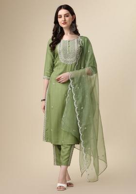 Multicolor Embroidery Rayon Kurta Set