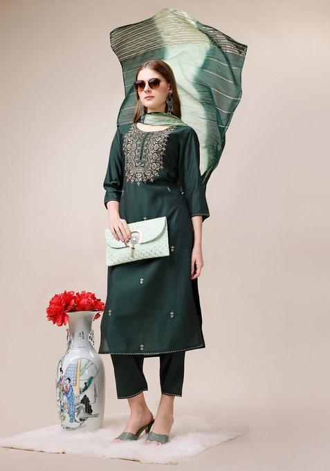 Multicolor Embroidery Rayon Kurta Set