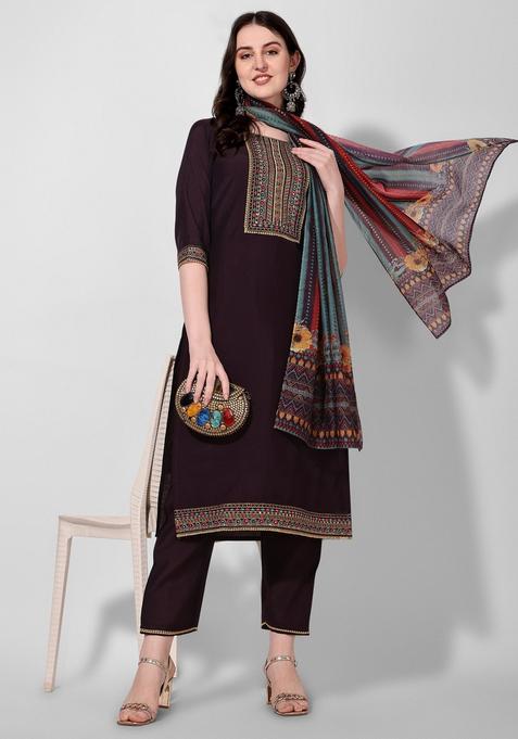 Multicolor Embroidery Rayon Kurta Set