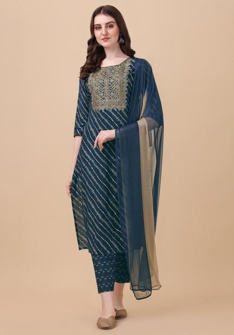 Multicolor Embroidery Rayon Kurta Set