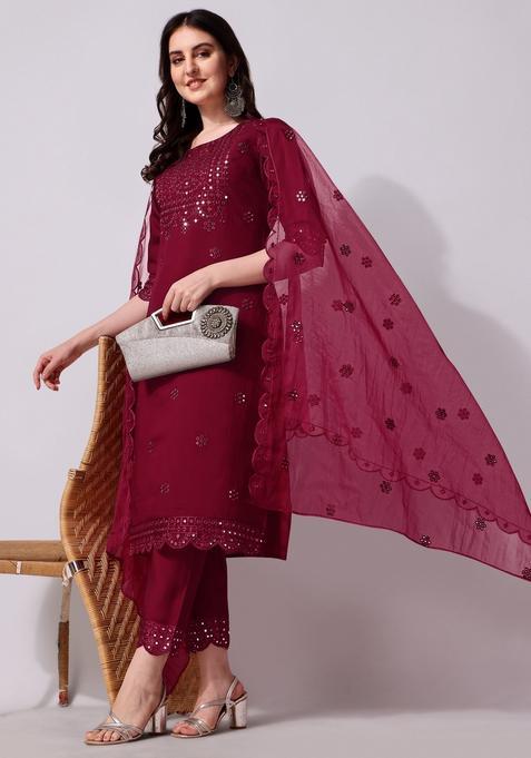 Multicolor Embroidery Rayon Kurta Set