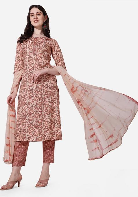 Multicolor Embroidery Rayon Kurta Set