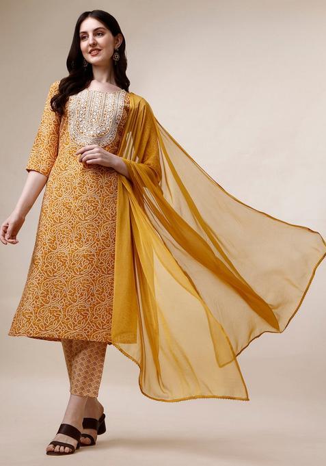 Multicolor Embroidery Rayon Kurta Set