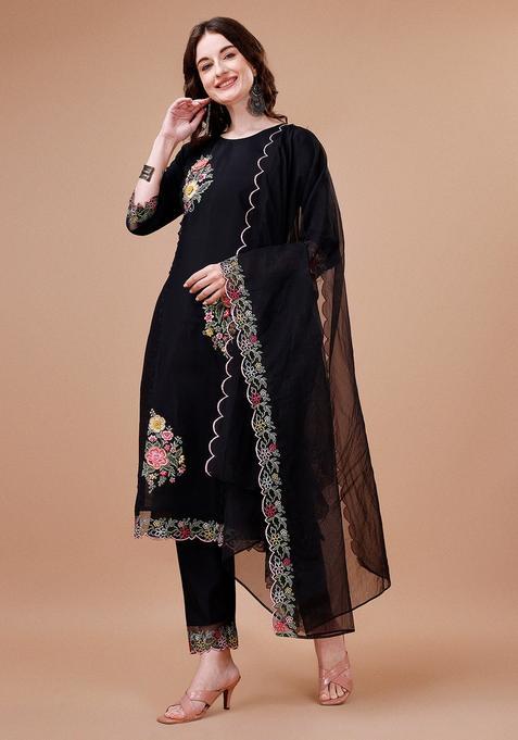 Multicolor Embroidery Rayon Kurta Set