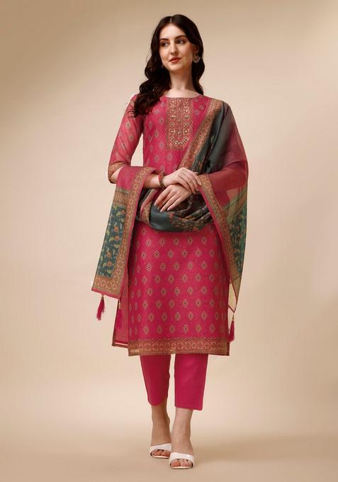 Multicolor Embroidery Rayon Kurta Set
