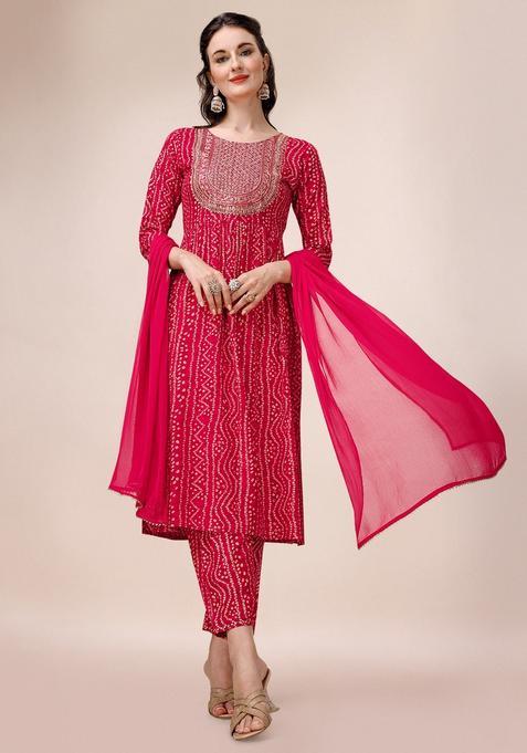 Multicolor Embroidery Rayon Kurta Set