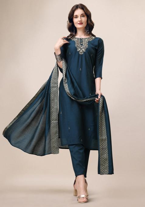 Multicolor Embroidery Rayon Kurta Set