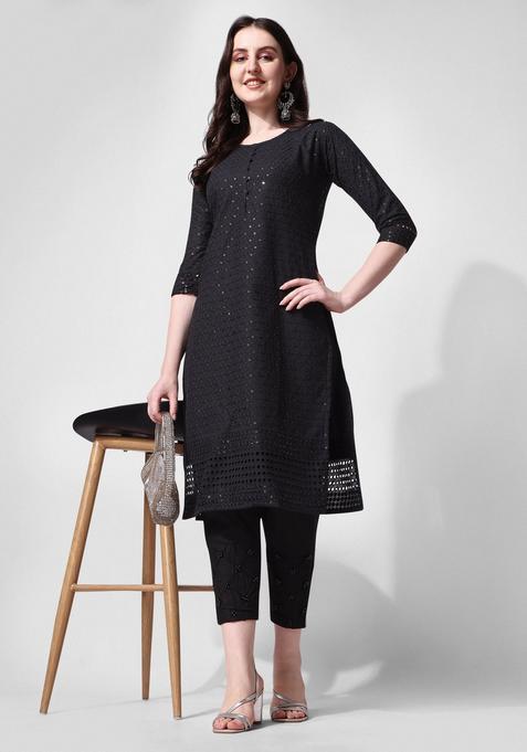 Multicolor Embroidery Rayon Kurta Set