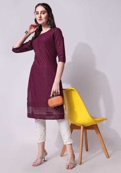 Multicolor Embroidery Rayon Kurta Set