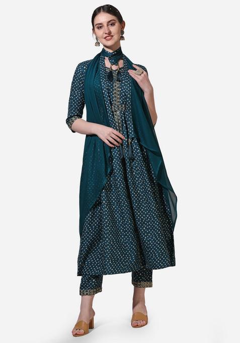 Multicolor Embroidery Rayon Kurta Set