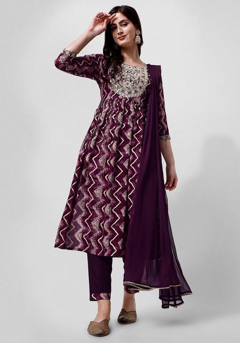 Multicolor Embroidery Rayon Kurta Set