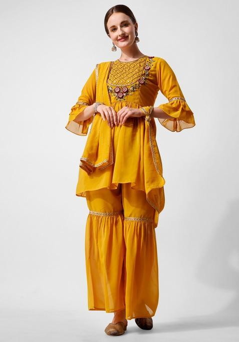 Multicolor Embroidery Rayon Kurta Set