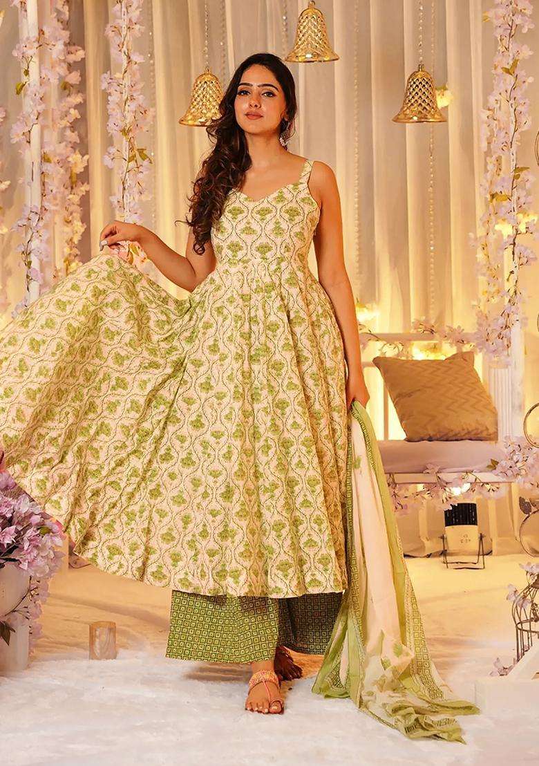 Off White Digital Print Muslin Kurta Set - Indya