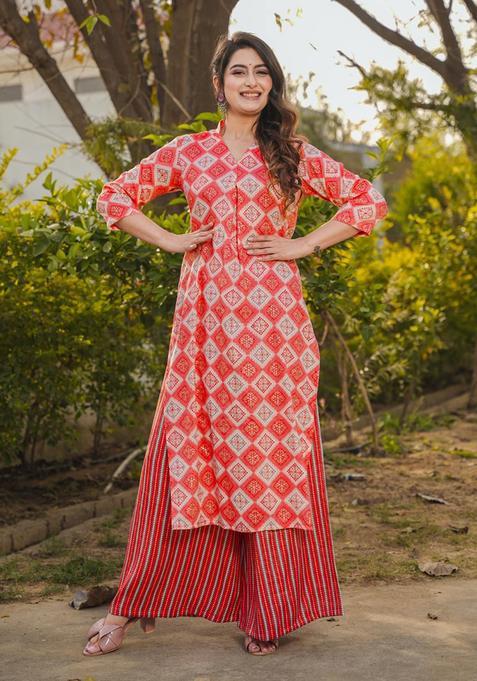 Pink Digital Print Rayon Kurta Set