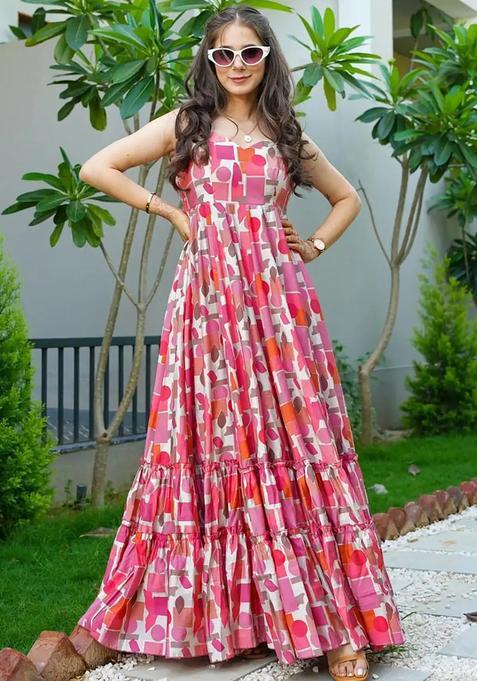 Pink Digital Print Rayon Kurta