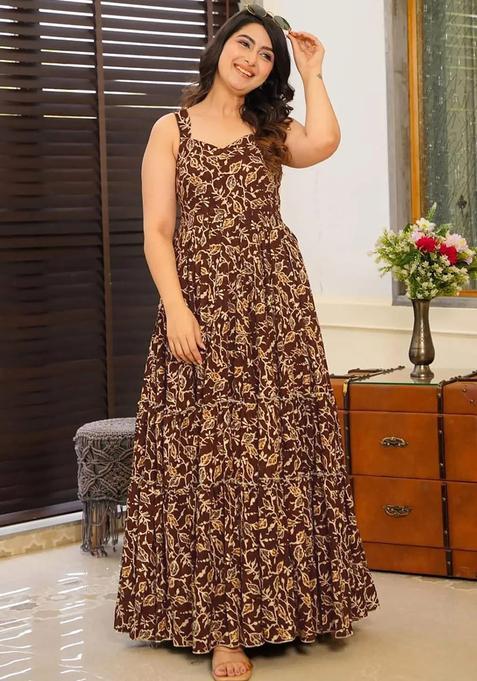 Brown Digital Print Rayon Kurta